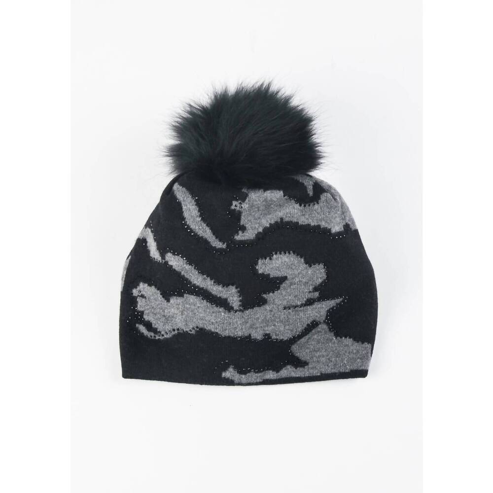 NEW HAUTE SHORE women's colorado camo pom hats in grey/black